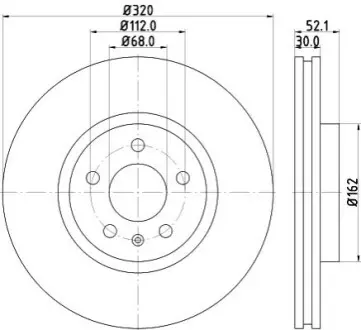 Диск гальмівний (передній) Audi A4/A5/A6/A7/Q5 07- (320х30) HELLA 8DD355117191 Купити в Україні