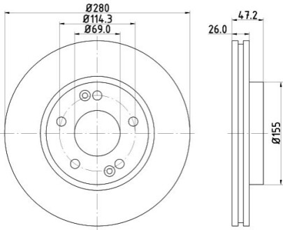 Диск гальмівний 54616PRO HELLA 8DD355118151 (фото 1)