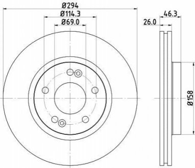 Диск тормозной 54364 294mm P HELLA 8DD355118671