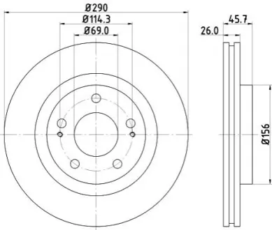 Диск гальмівний (передній) Mitsubishi Grandis 2.0-2.4 05-11 (290x26) HELLA 8DD355118791