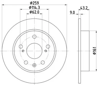 Диск гальмівний (задній) Suzuki Vitara 15-/ SX4 13-/ Swift 10- (259х9) HELLA 8DD355120531