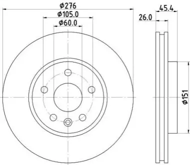 Диск гальмівний (передній) Opel Astra K 15- (276x26) R15 HELLA 8DD355122841 Купити в Україні