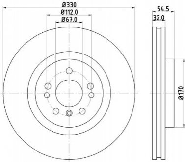 Диск гальмівний перед. DB ML166 2.2D/3.0D/3.5 06.11-10.19 HELLA 8DD 355 126-301