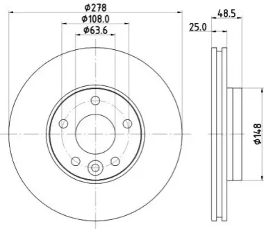 PRO HIGH CARBON VOLVO Диск гальм. передн. V40 12 HELLA 8DD355126561 Купити в Україні
