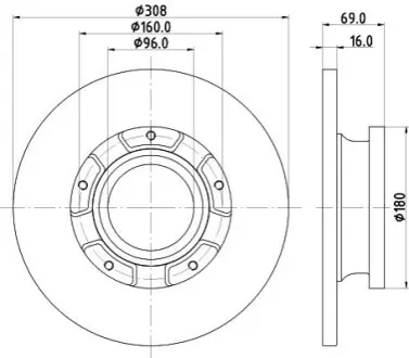 Тормозной диск зад.Ford Transit Custom V362, Transit V363 2.0D/2.2D 04.12- HELLA 8DD 355 126-591 Купить в Украине