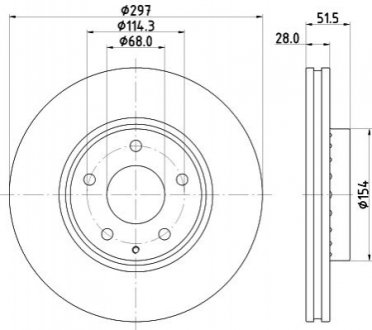 PRO MAZDA тормозной диск передний. Mazda 6 12-, CX-5 11- HELLA 8DD 355 126-981 (фото 1)