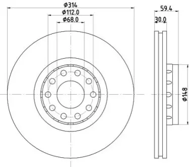 Тормозной диск HELLA 8DD355127191