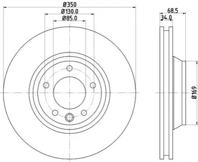 Диск тормозной PRO High Carbon перед. прав. Audi Q7 3.0TDI/Porsce Cayenne/VW Touareg 3.0TDI-6.0TDI 09.02- HELLA 8DD 355 128-071
