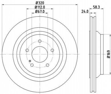 Тормозной диск задний. DB S-Series (W222)/CL-Series (W216)/S-Series (W221)/SL-Series (W230) (05-17) HELLA 8DD 355 128-751