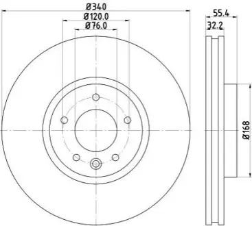 Диск гальмівний (передній) VW T5 09-15/T6 15- (340x32.5) HELLA 8DD355129251 Купити в Україні