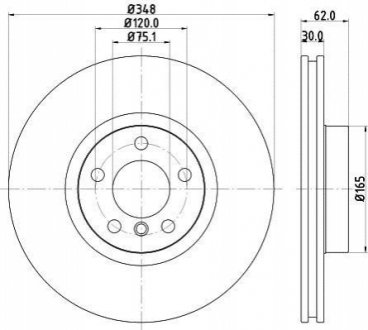 Диск тормозной (High Carbon) перед. BMW X5,X6 08- HELLA 8DD 355 129-301