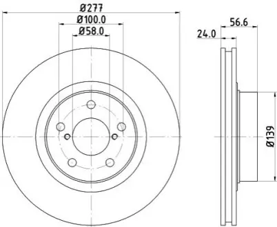 Диск гальмівний (передній) Subaru Forester/Impreza/Legacy/Outback 97- (277x24) (вент.) HELLA 8DD355129421