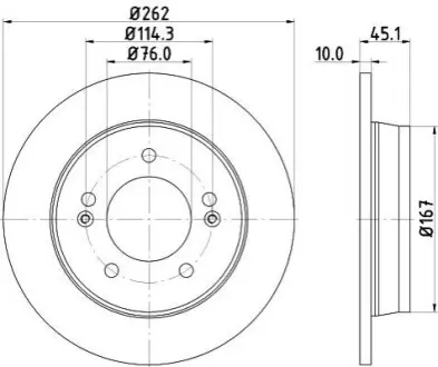 Диск гальмівний (задній) Kia Ceed/Cerato/Soul/Hyundai i30/Elantra 12- (261.9x10) HELLA 8DD355129451 Купити в Україні