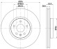 PRO HIGH CARBON FORD диск гальмівний передн.Galaxy, S-Max, Landrover Freelander, Volvo S60/80 II, V60/70, XC70 06- HELLA 8DD355129511 (фото 5)