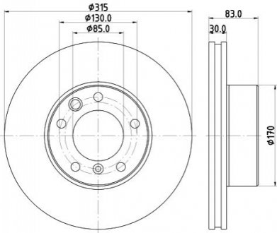Тормозной диск перед. MB W460/W461/W463 79- 2.3 -6.0 Pro HC HELLA 8DD355132-151