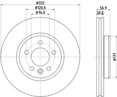 Диск гальмівний (передній) VW Amarok 16- (332x30) HELLA 8DD 355 132-561 Купити в Україні