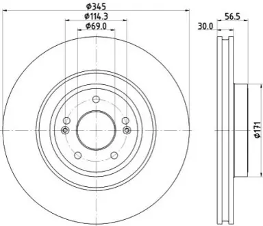 PRO HIGH CARBON KIA Гальмівний диск передн. STINGER 2.0 17-, GENESIS HELLA 8DD355132651 Купити в Україні