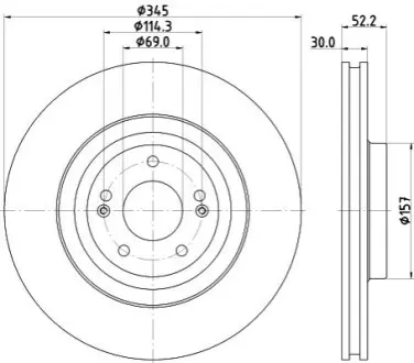 PRO HYUNDAI Гальмівний диск передн. i30 2.0 17 HELLA 8DD355132681 Купити в Україні