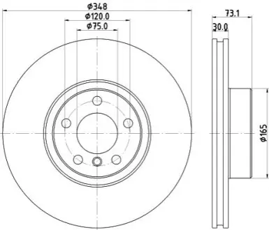 Диск гальмівний (передній) BMW X4 (F26) 3.0 15-18 (348x30) (R) N55 B30 HELLA 8DD 355 133-201 Купити в Україні