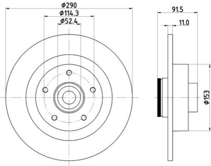 Диск тормозной (задний) Renault Megane/ Scenic 1.5/1.6dCi 16- (290x11) PRO HELLA 8DD355133241 (фото 1)