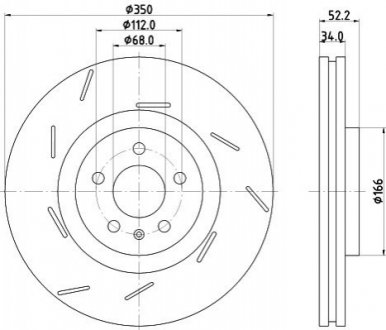 Диск тормозной (передний) Porsche Macan 14- (L) (350x34) PRO+ HELLA 8DD355134361 (фото 1)