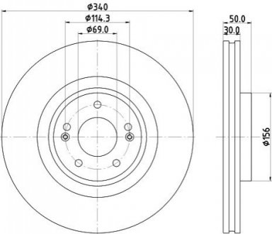 Диск гальмівний (передній) Kia Sorento III 15- (340х30) PRO HELLA 8DD355134871 (фото 1)