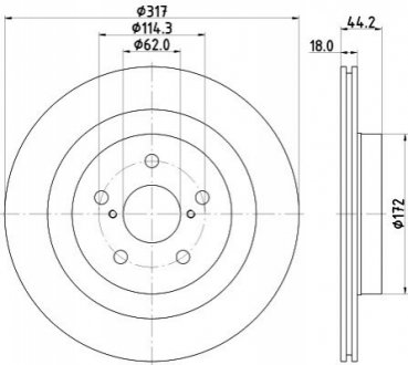 Диск тормозной (задний) Toyota Rav4 V 18- (317x18) PRO HELLA 8DD355134961