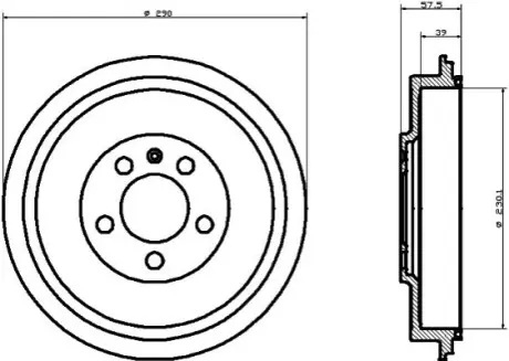 Барабан гальмівний (задній) Skoda Octavia/Roomster 1.2-1.9D 96-15 HELLA 8DT355300421