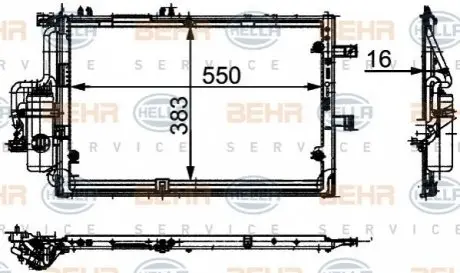 Конденсатор, система кондиціонування повітря HELLA 8FC351300621
