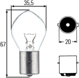 Автолампа BA20s f2 12V 35W HELLA 8GA002083131