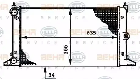 Радіатор, система охолодження двигуна HELLA 8MK376720511 Купити в Україні
