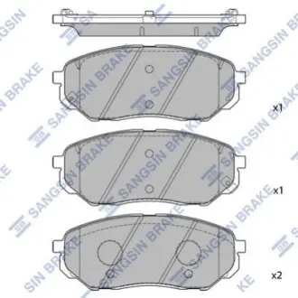 Колодки гальмівні (передні) Hyundai Santa Fe IV/Kia Sorento 2.0-3.3 15- (Mando) Hi-Q (SANGSIN) SP1690 Купити в Україні