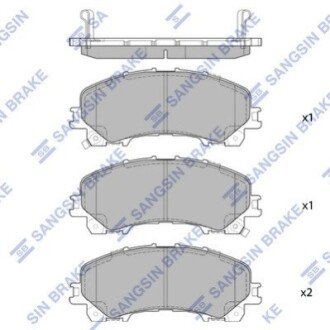 Комплект тормозных колодок из 4 шт. дисков Hi-Q (SANGSIN) SP1714 (фото 1)