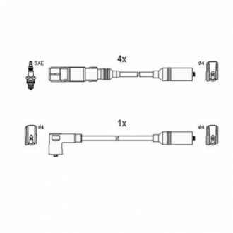 VW Проволока зажигания PASSAT 1.6 94-96 HITACHI 134267