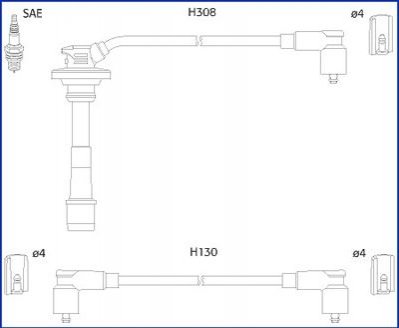 Комплект кабелів високовольтних - (9008091102, 9008091059, 9099899002) HITACHI 134562