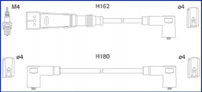 HUCO VW Дроти високої напруги (5шт.) Golf III 1,6, Polo 1,0-1,6 SKODA Felicia 1,6 SEAT HITACHI 134711 (фото 1)