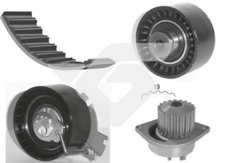 Помпа води + комплект ремня ГРМ HUTCHINSON KH281WP37 Купить в Украине