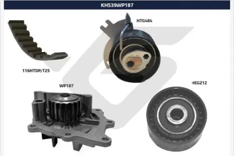 Комплект ГРМ + помпа Citroen Jumper/Jumpy/Peugeot Boxer/Expert 2.0 BlueHDi 15 HUTCHINSON KH539WP187 Купити в Україні