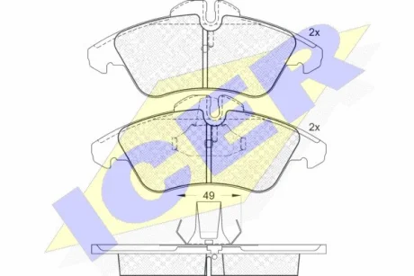 Колодки тормозные (передние) VW LT 28-35 II/28-46 II 96-06 (без датчиков)) ICER 141104046
