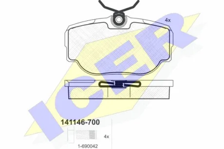 Тормозные колодки (задние) Land Rover Range Rover 94-02/Discovery 98-04 ICER 141146-700