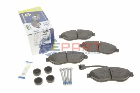 Фото 1 — Колодки гальмівні (передні) Citroen Jumper/Fiat Ducato/Peugeot Boxer 06- (+датчик) ICER (141803) Фото Колодки гальмівні (передні) Citroen Jumper/Fiat Ducato/Peugeot Boxer 06- (+датчик) ICER (141803) зображення 1