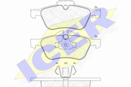 Фото Колодки гальмівні (передні) Mini Cooper/One 01-08 ICER (181434) зображення 1