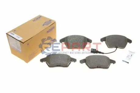 Фото Колодки гальмівні (передні) Skoda Fabia/Rapid 10-/Octavia/VW Caddy 04-15/Golf/Passat 03- (+датчик) ICER (181567) зображення 1