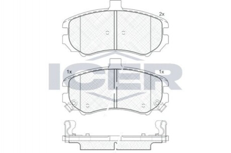 Колодки гальмівні (передні) Hyundai Elantra 00- ICER 181666 (фото 1)