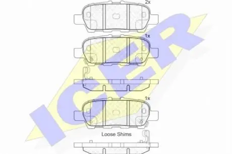 Колодки гальмівні (задні) Nissan Juke/Leaf/Cube 10-/Murano/Teana 08-14/X-Trail/Tiida/Pulsar 13 ICER 181901203 Купити в Україні