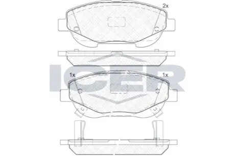 Колодки гальмівні (передні) Toyota Avensis 08-18/Verso 2.0-2.2 D-4D 09 ICER 182022 Купити в Україні