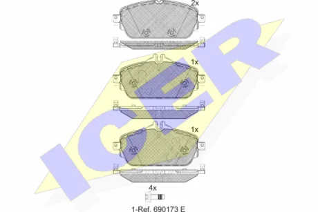Колодки гальмівні (передні) MB C-class (W205/S205/C205) 13-/E-class (W213/S213/C238) 16 ICER 182212