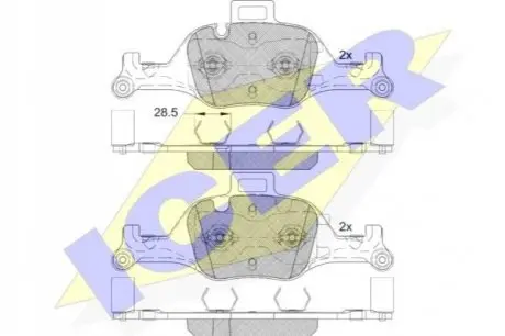 Тормозные колодки (передние) BMW 3 (G20-21/G80-81)/X3-X6 18-/5 (G30/G31/F90)/6 (G32)/7 (G11/G12) 15- ICER 182291