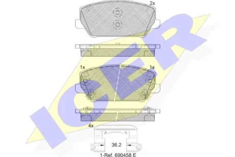 Тормозные колодки (передние) Hyundai i30/Grandeur/Kia Optima/K5 15- ICER 182306