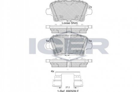 Тормозные колодки (задние) Opel Insignia B/Buick Regal 17-/Cadillac XT4 18- ICER 182344 (фото 1)